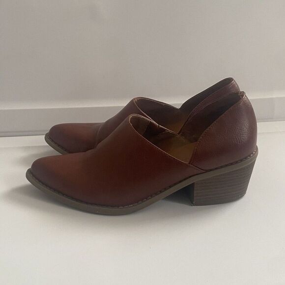 Cynthia Rowley Ankle Boots Cognac Color Eddie Slip-ons Block Heels Size 9 - Picture 4 of 15